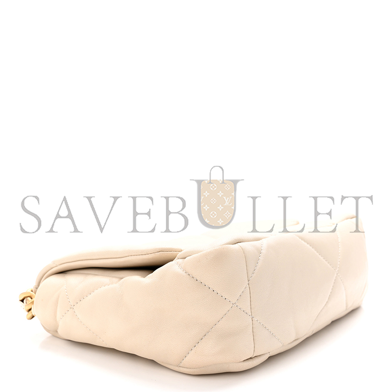 Ch*el goatskin quilted medium Ch*el 19 flap beige (26*16*9cm)